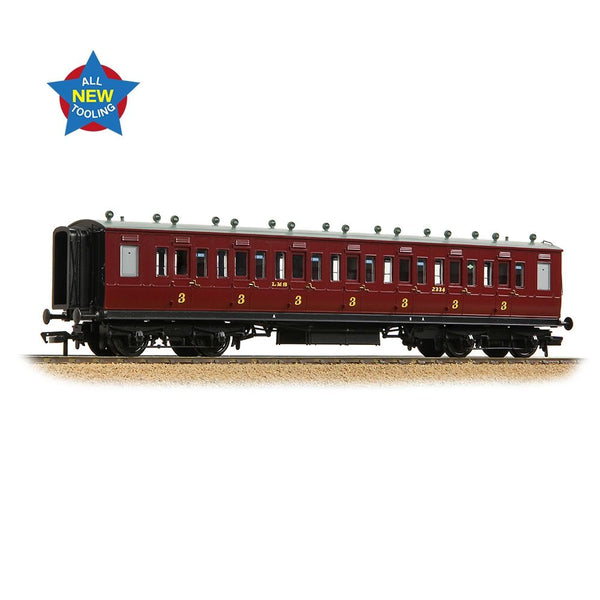Bachmann 39-873A LNWR 50ft Arc Roof Third Corridor LMS Crimson Lake