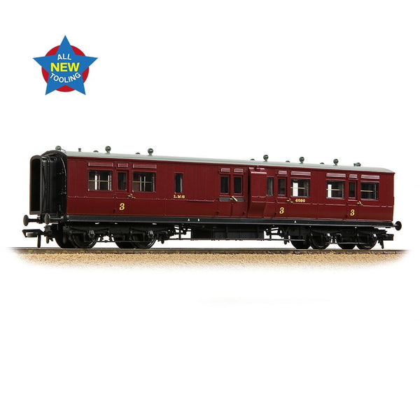 Bachmann 39-883 LNWR 50ft Arc Roof Brake Third Corridor LMS Crimson Lake