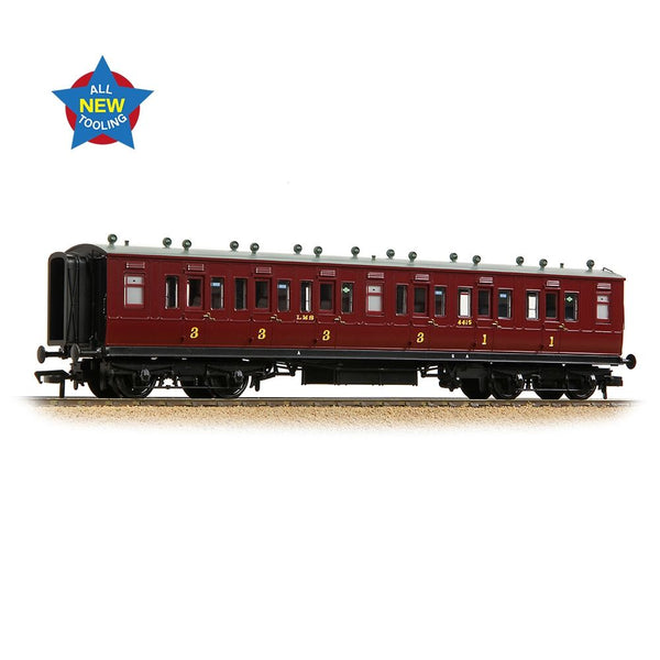 Bachmann 39-863 LNWR 50ft Arc Roof Composite Corridor LMS Crimson Lake