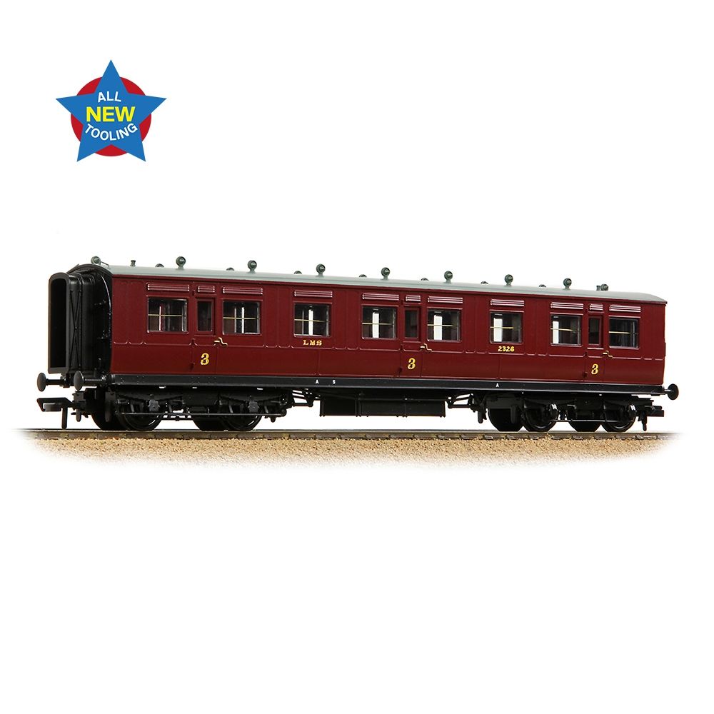 Bachmann 39-873 LNWR 50ft Arc Roof Third Corridor LMS Crimson Lake
