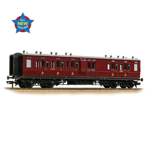 Bachmann 39-883 LNWR 50ft Arc Roof Brake Third Corridor LMS Crimson Lake